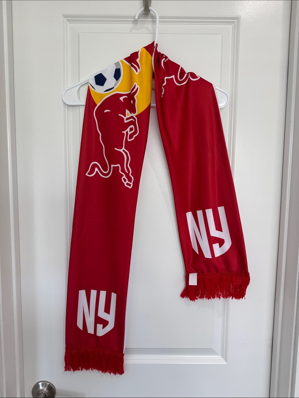 Red Bull Soccer Fan Scarf | Red & White Football Supporter Scarf